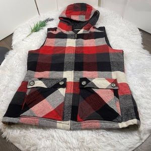 Plaid Kavu Vest Size Large - Hooded - With Pockets